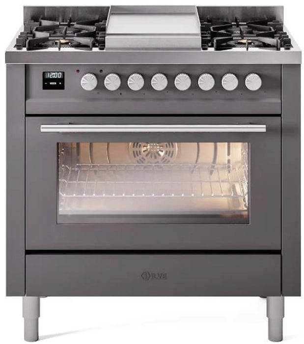 ILVE Professional Plus II 36" Dual Fuel Range in Matte Graphite UP36FWMPMG
