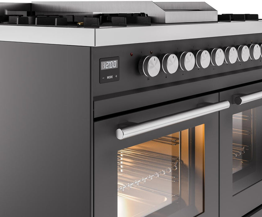 ILVE Professional Plus II 40" Dual Fuel Natural Gas Range, Matte Graphite with Trim, UPD40FWMPMG