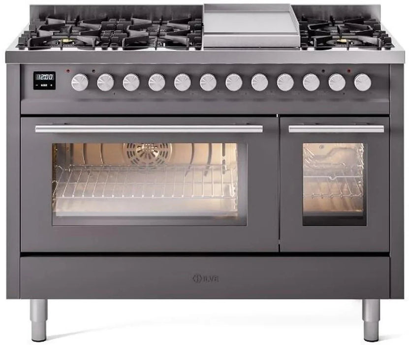ILVE Professional Plus II 48" Dual Fuel Range in Matte Graphite UP48FWMPMG