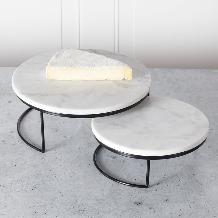 Sophia Grace 2-Piece Round Table Riser, Marble-Black, 10x10x4 & 8x8x4 Inches