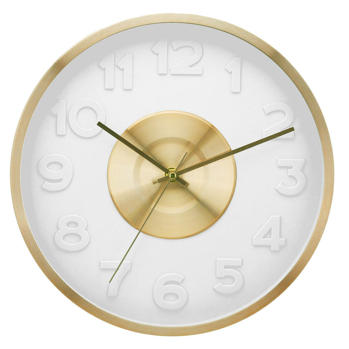 Premius Electro Plated Metal Wall Clock, White-Gold, 16 Inches