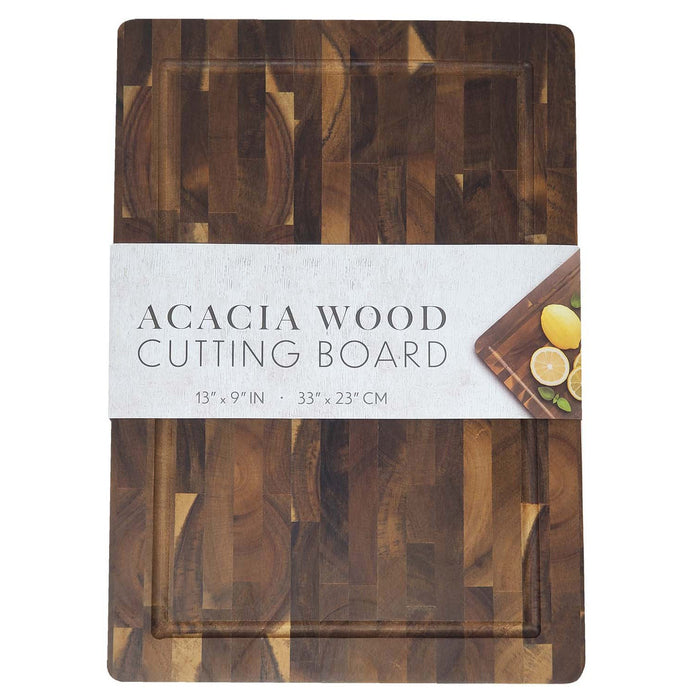 Spigo Acacia Wood Cutting Board, Brown, 13x9 Inches