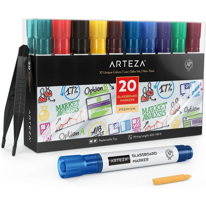 ARTEZA Premium Glassboard Markers, 20 Count