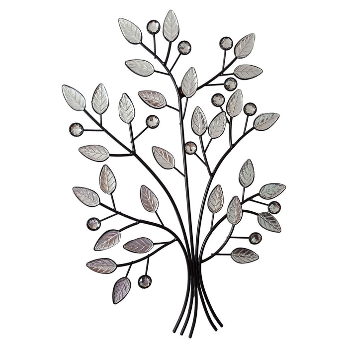 Premius Metal Tree With Crystal Leaves Wall Decor, Black, 16x23 Inches