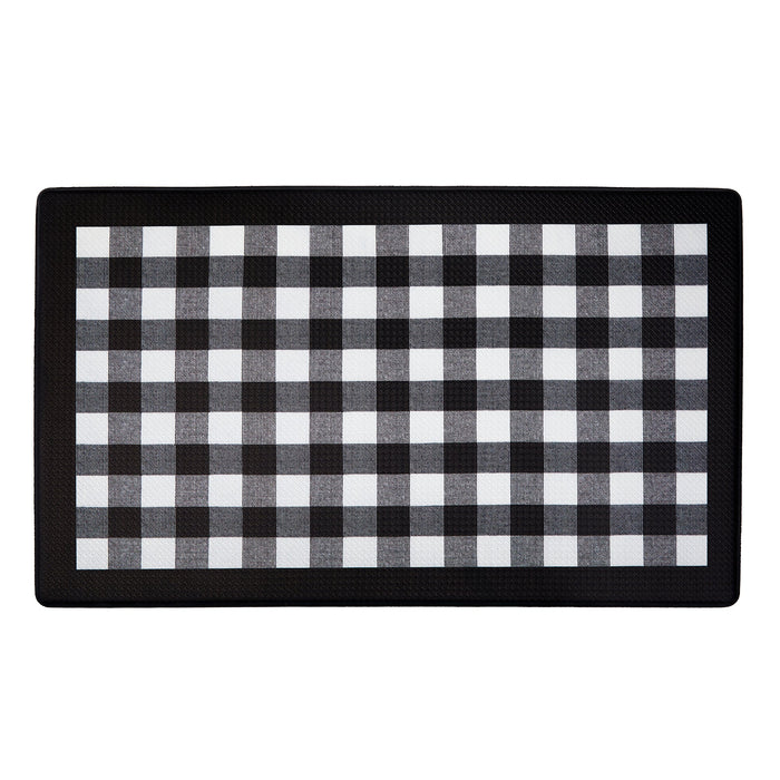 Buffalo Check Decorative Anti-Fatigue Mat, Black-White, 18x30 Inches