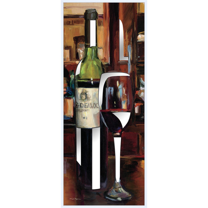 PREMIUS Reflection Of Wine With Mirror Cut Outs Framed Wall Art, 8x20 Inches