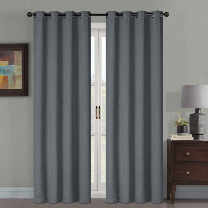 Lenon Faux Canvas with Felt Backing Room Darkening Grommet Window Panel, 54x84 Inches