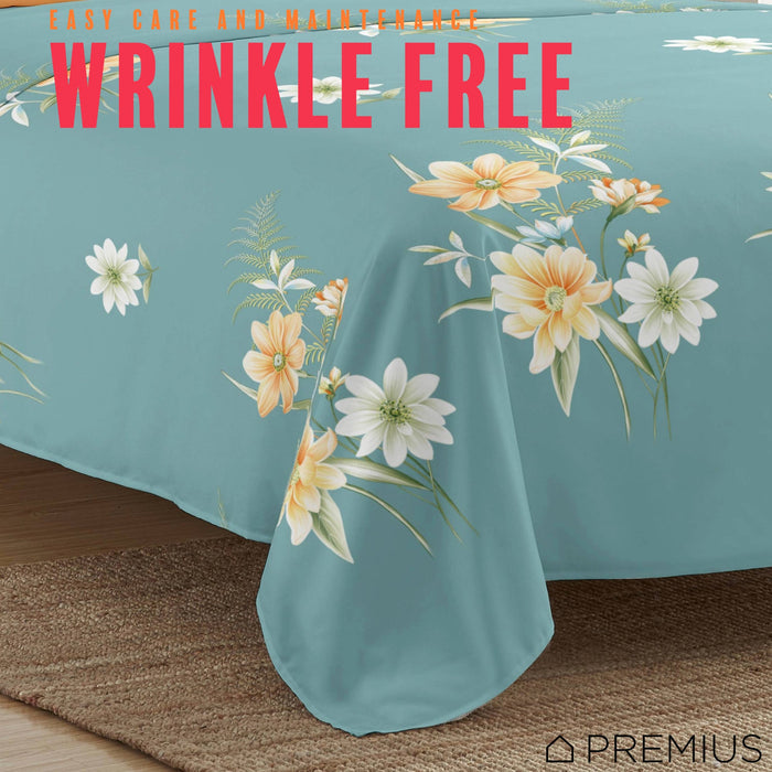 PREMIUS Lucea Soft Wrinkle-Free Microfiber Sheet Set, Soft Blue-Orange