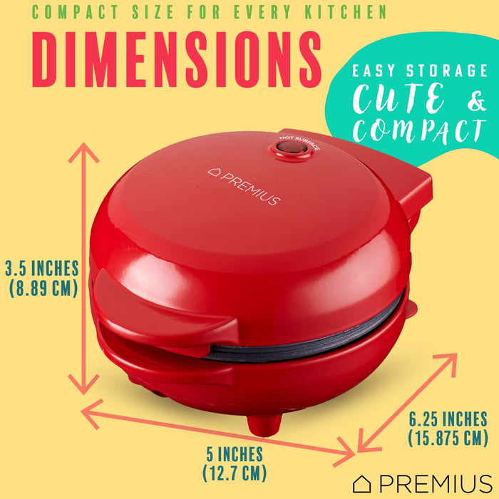 PREMIUS Ceramic Non-Stick Mini Snack Waffle Maker, 4 Inch Mold