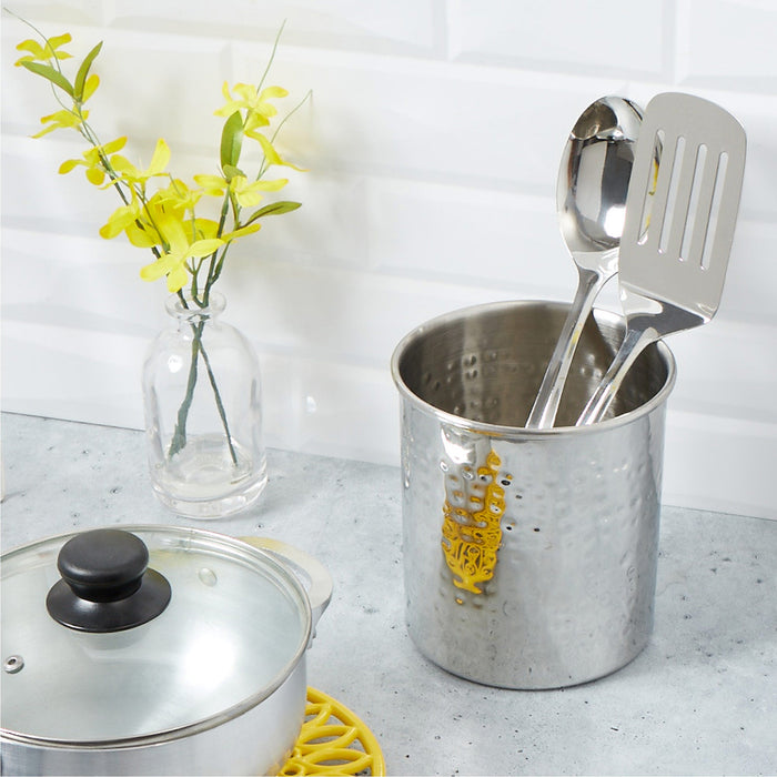 Home Basics Cutlery Holder Hammered, 5.25x6.2 Inches