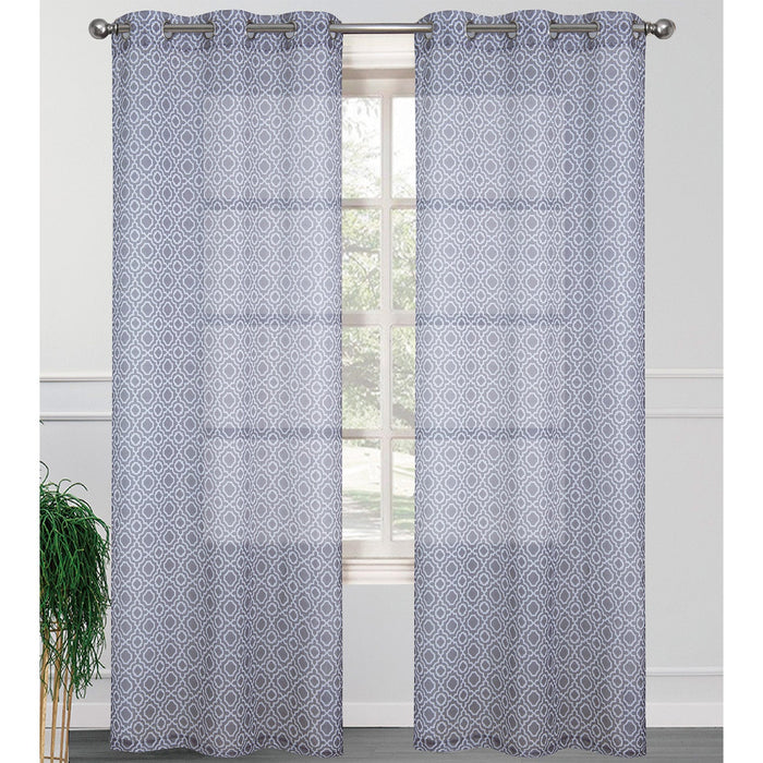 Carmen 2 Pack Morrocan Sheer Grommet Window Panel, 2-38x84 Inches