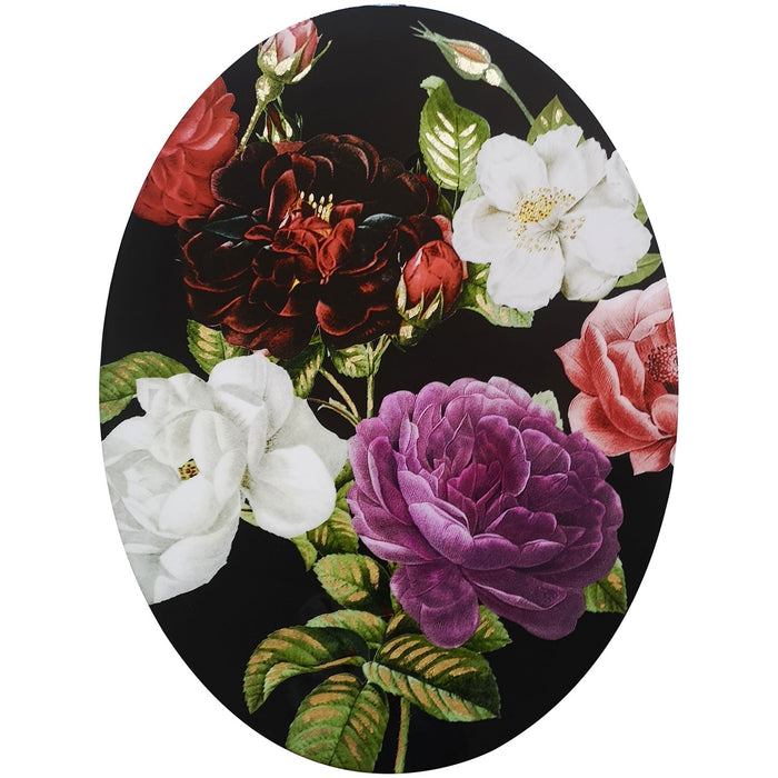 PREMIUS Peonie Floral Lacquered Oval Canvas Wall Art, Purple-Red, 24x32 Inches