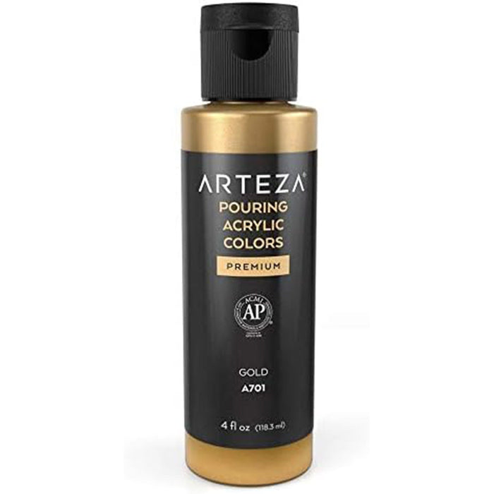 ARTEZA Premium Pouring Acrylic Paint, Metallic Colors, 4 Count