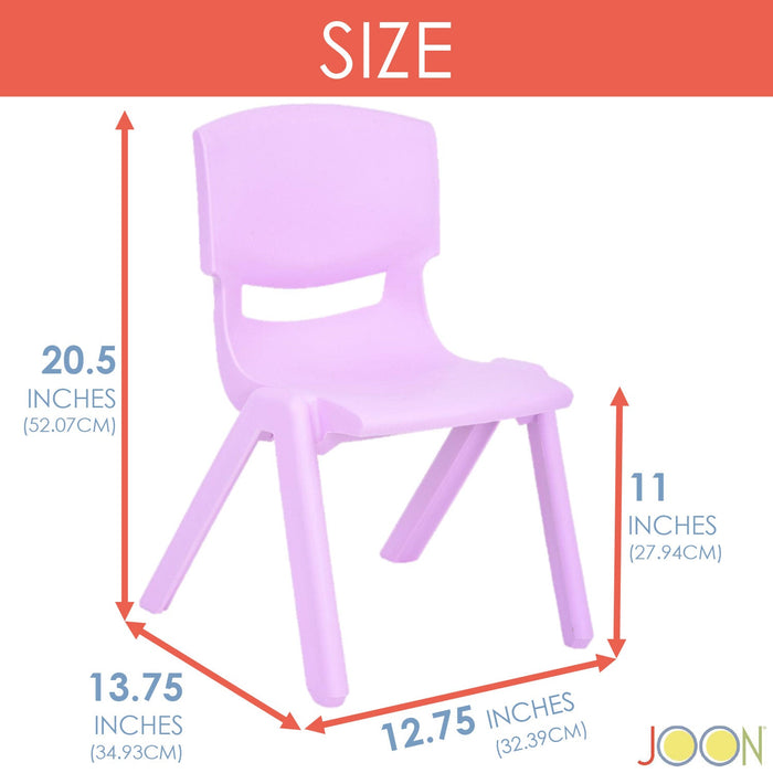 JOON Stackable Plastic Kids Learning Chairs, Lilac, 20.5x12.75X11 Inches, 2-Pack (Pack of 2)