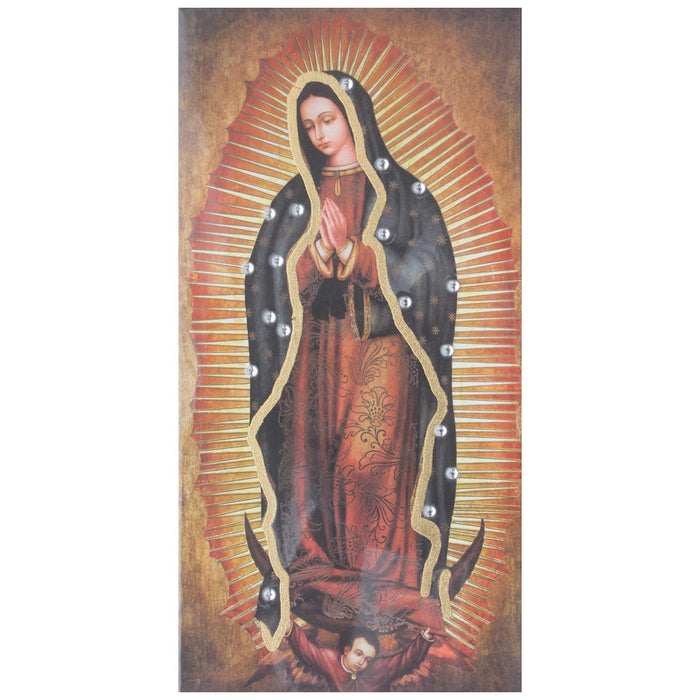 PREMIUS Lady Of Guadalupe With Jewels Lacquered Canvas, 12x24 Inches