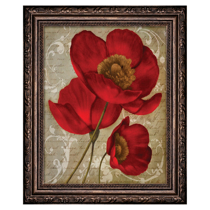 Premius Floral Small Traditional Framed Wall Art, Red, 9x11 Inches