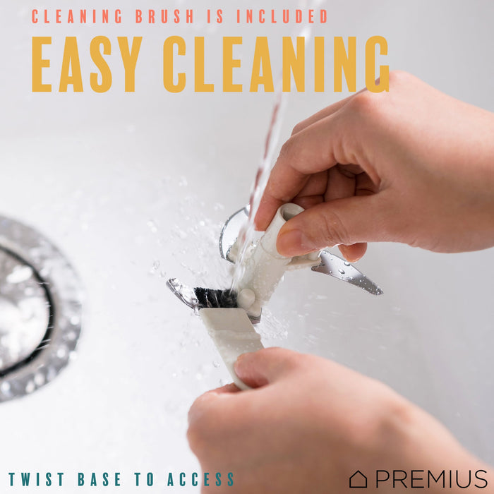 PREMIUS Manual Pull Hand Food Chopper, With Wood Ball, White-Natural, 1.5 Cups