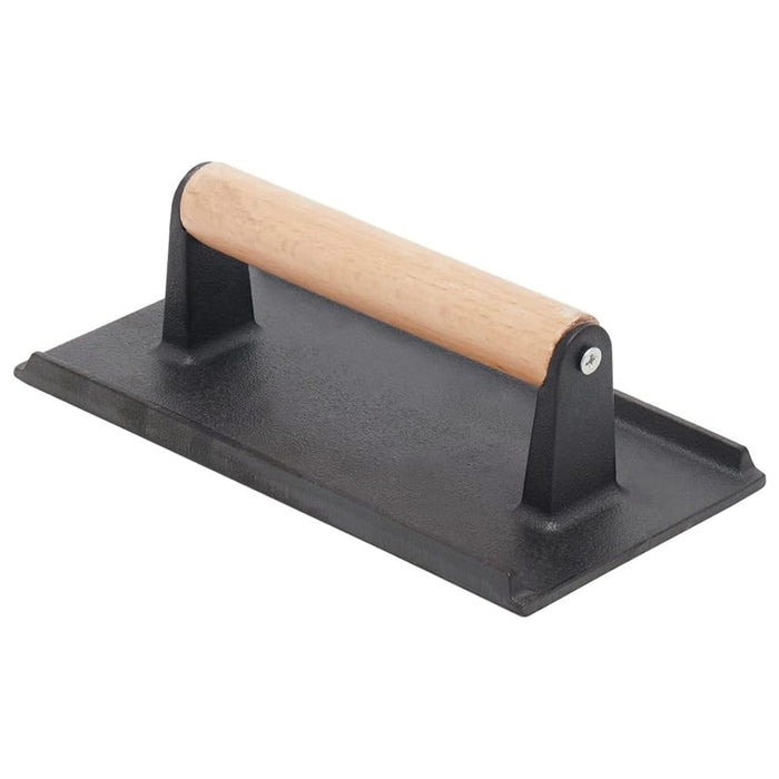 Home Basics Cast Iron Grill Press with Wood Handle, Bacon Press, Black