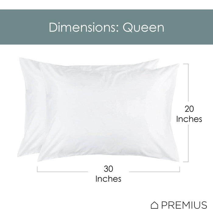 Premius 2 Pack Zippered Waterproof Pillow Protector, White