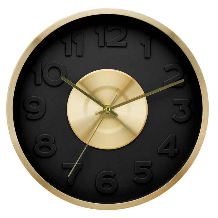 Premius Electro Plated Metal Wall Clock, Black-Gold, 16 Inches