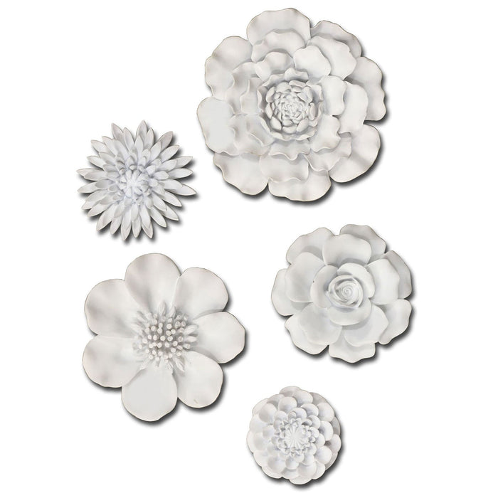 Premius 5-Piece 3D Resin Floral Wall Decor, White