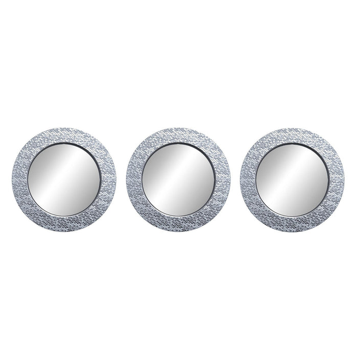 PREMIUS 3-Piece Mosaic Mirror Set, Silver, 30x11 Inches Overall