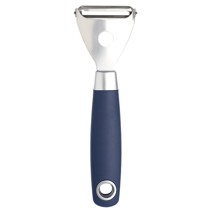Home Basics Meridian Stainless Steel Horizontal Vegetable Peeler, Indigo
