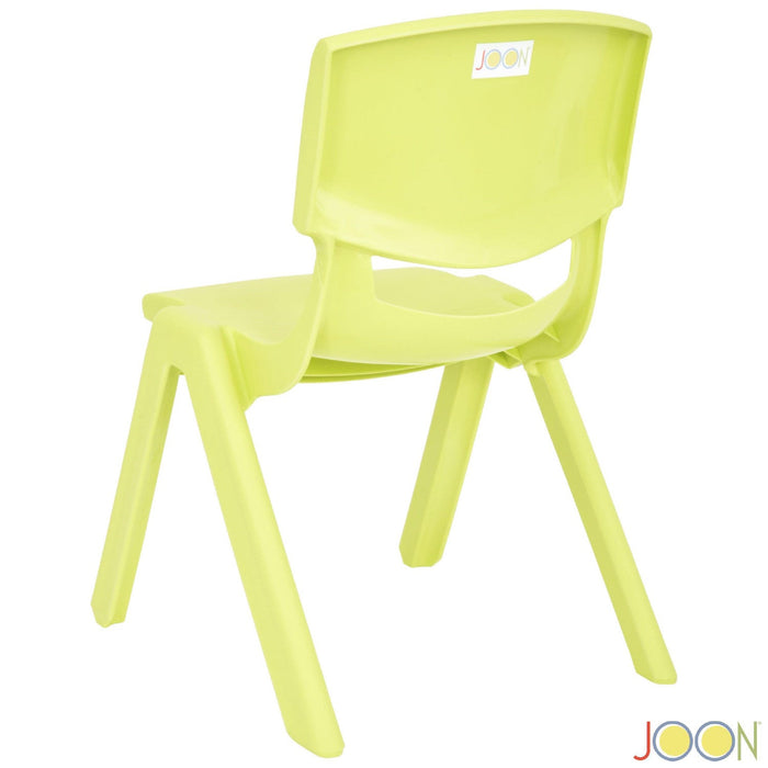 JOON Stackable Plastic Kids Learning Chairs, Lime, 20.5x12.75X11 Inches, 2-Pack (Pack of 2)