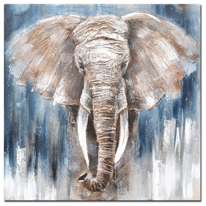 Premius 3D Oil Painted Elephant Canvas Wall Art, 40x40 Inches