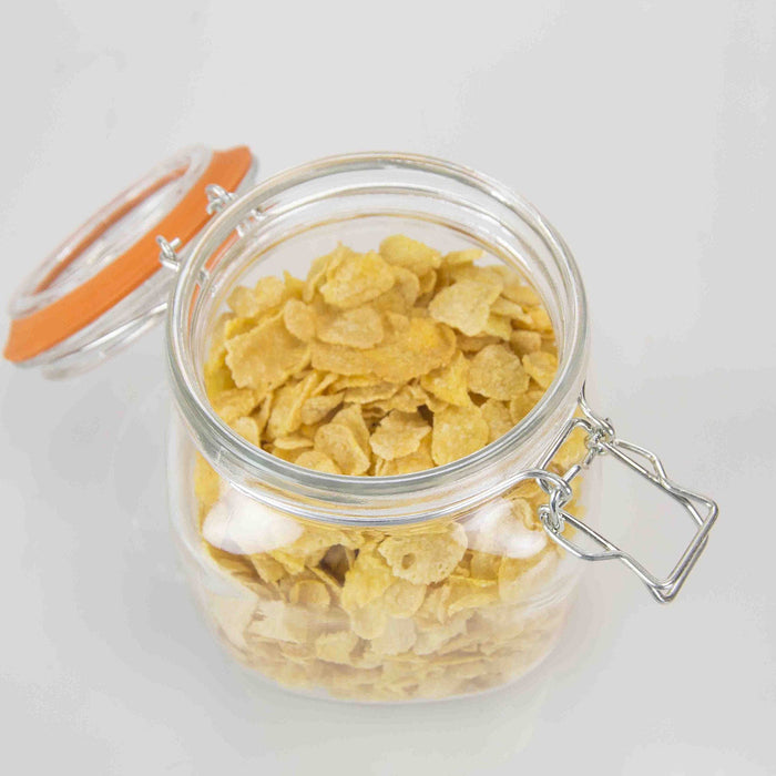 Home Basics 4 Piece, Clear Glass Canister Set with Hermetic Lids