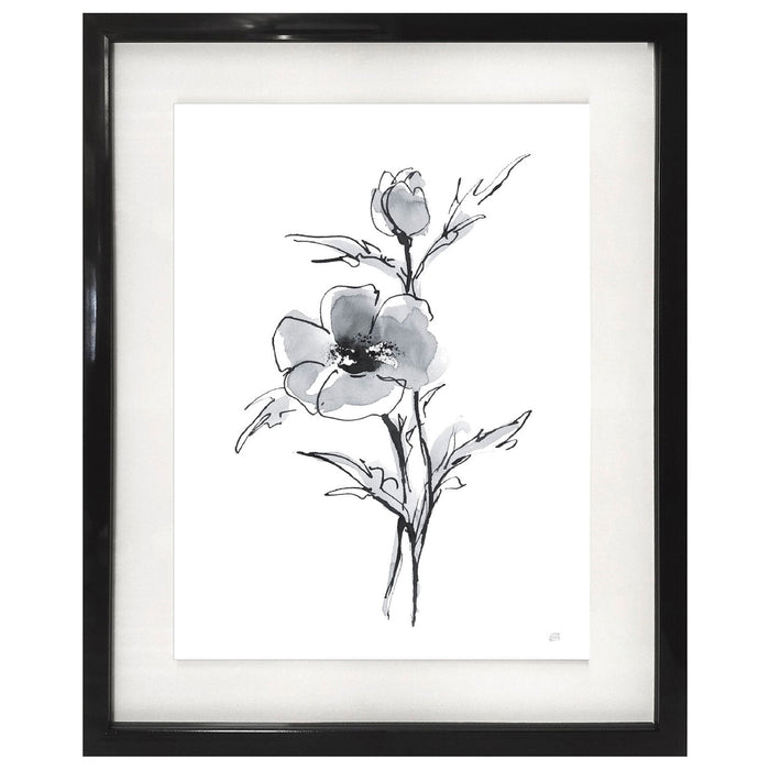 PREMIUS Flower Power Floating Printed Frame Wall Art, Black-White, 17x21 Inches