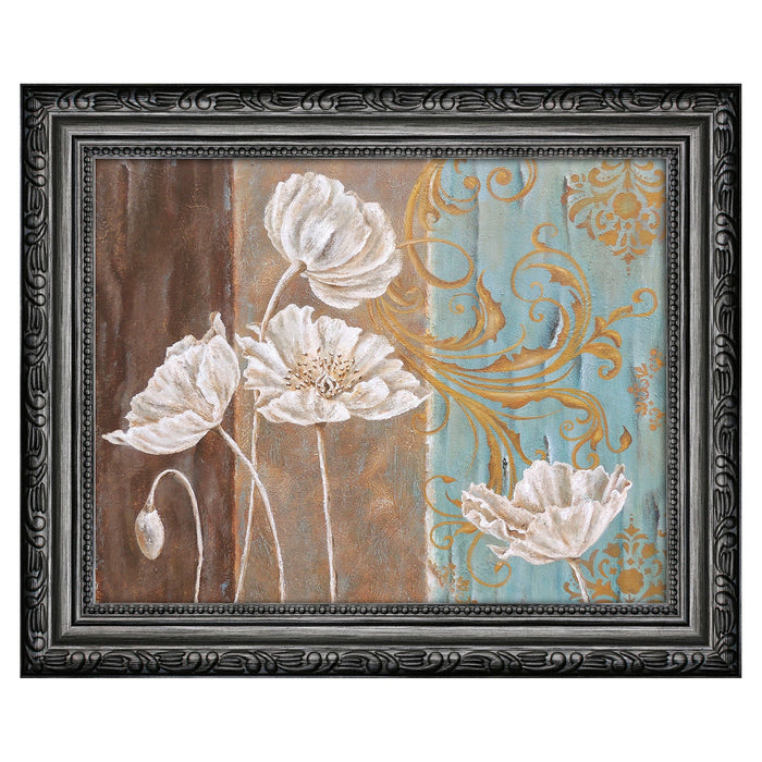 Premius Floral Small Traditional Framed Wall Art, White, 9x11 Inches