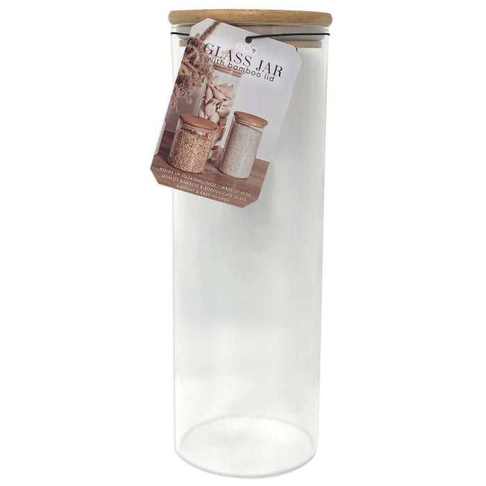 PREMIUS Airtight Round Borosilicate Glass Canister with Bamboo Lid