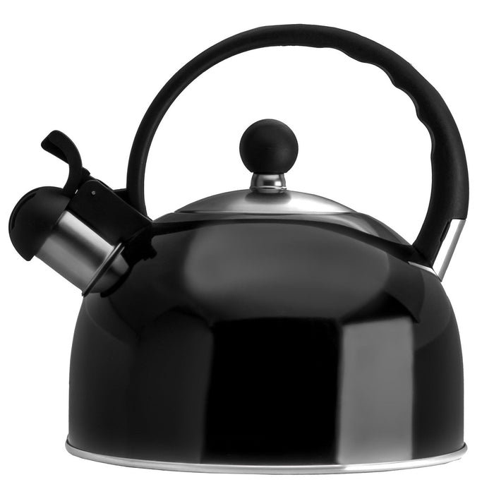 Premius Stainless Steel Whistling Tea Kettle, Black, 2.5 Liters