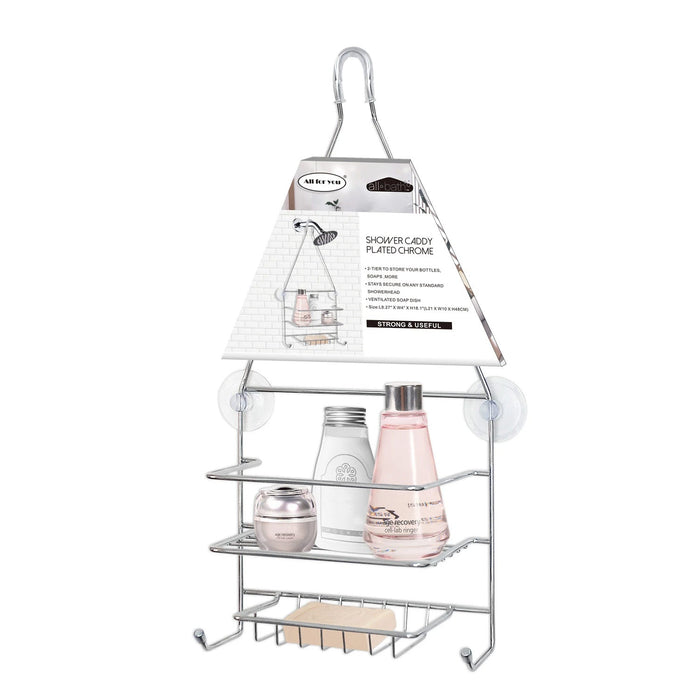 PREMIUS 2 Tier Chrome Plated Shower Caddy, 8.27x4x18.1 Inches