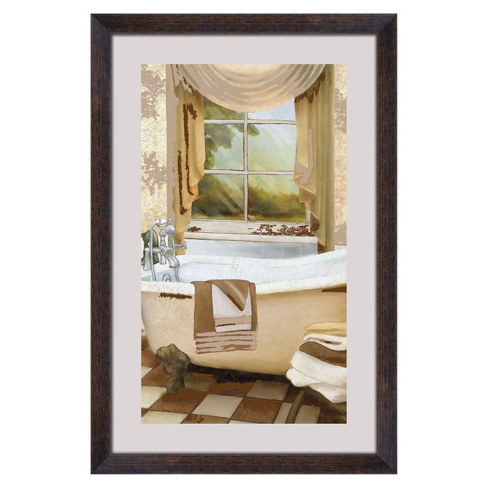 PREMIUS Floating Glass Bathroom Clawfoot Tub Wall Art, Brown, 18x11.5 Inches