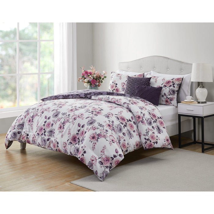 Lively 5-Piece Rose Printed Comforter Set