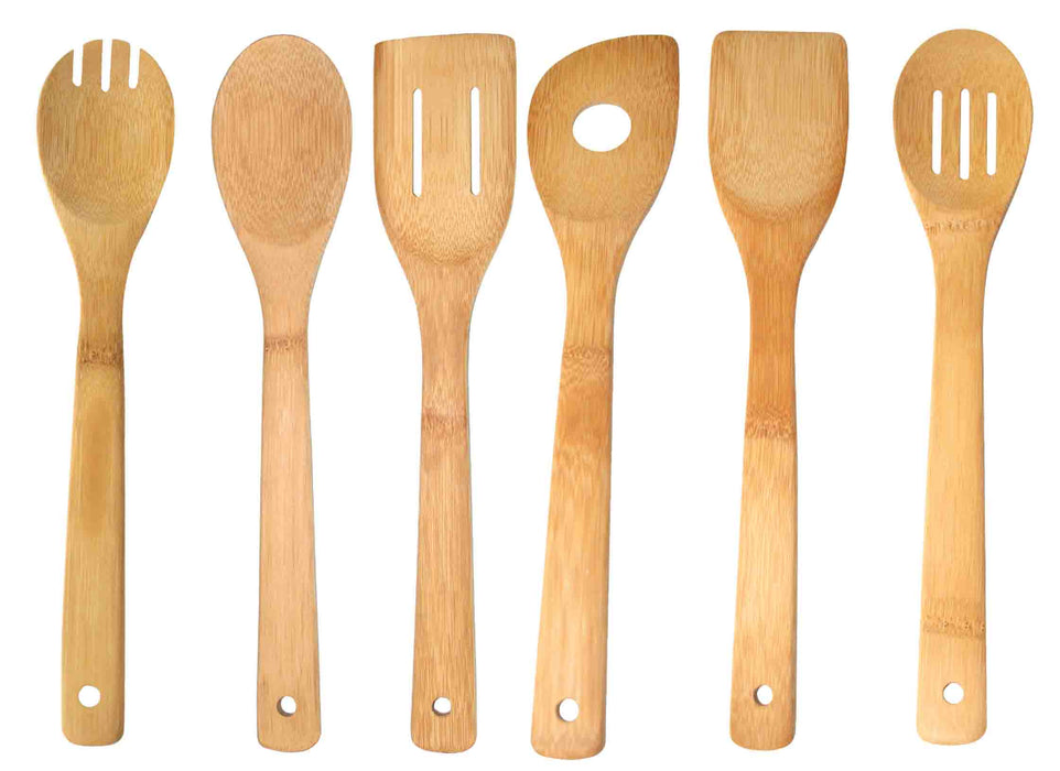 Home Basics 6-Piece Bamboo Kitchen Cooking Utensil Set, 2.5x12x.25 Inches