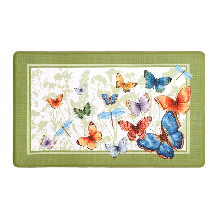 Butterflies Decorative Anti-Fatigue Mat, Green, 18x30 Inches