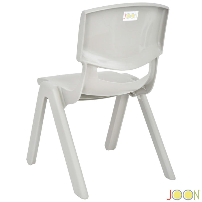 JOON Stackable Plastic Kids Learning Chairs, Light Gray, 20.5x12.75X11 Inches, 2-Pack (Pack of 2)