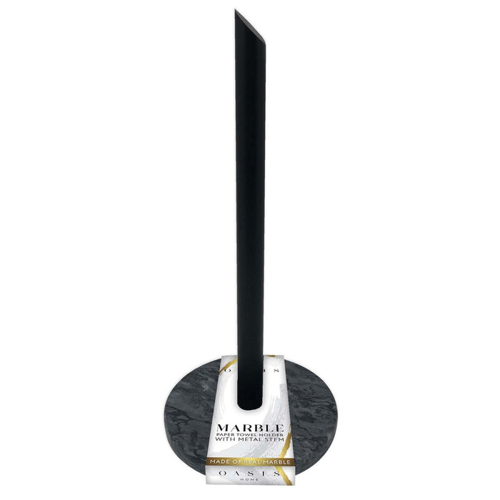 PREMIUS Paper Towel Holder With Black Marble Base and Acacia Stem