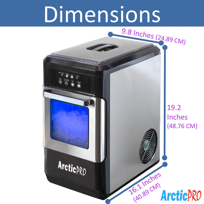 Arctic-Pro Ice Pellet Portable Ice Maker with UV Light and Ice Draw, Black-Stainless Steel