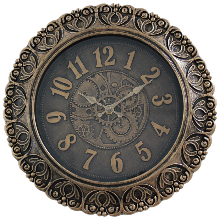 PREMIUS Industrial Style Decorative Wall Clock, Bronze, 12 Inches