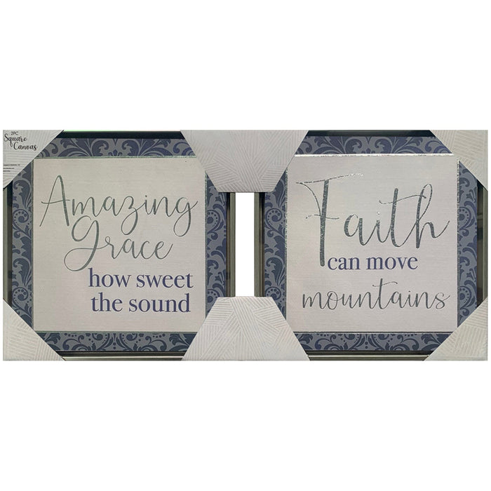 PREMIUS 2-Piece Amazing Grace And Faith Framed Wall Decor, 11x11 Inches Each