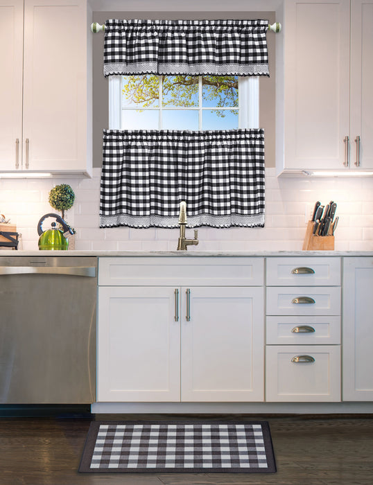 Buffalo Check Decorative Anti-Fatigue Mat, Black-White, 18x30 Inches