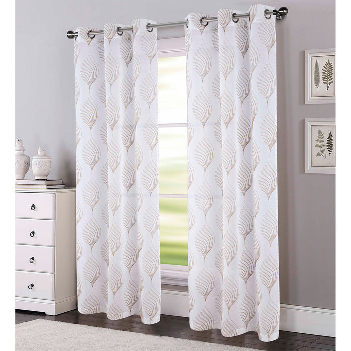 Aniston 2 Piece Sheer Embroidered Grommet Window Panel, 38x84 Inches