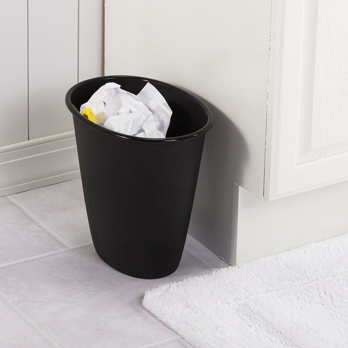 Sterilite 1.5 Gallon Oval Vanity Wastebasket, Black, 10x10x5 Inches
