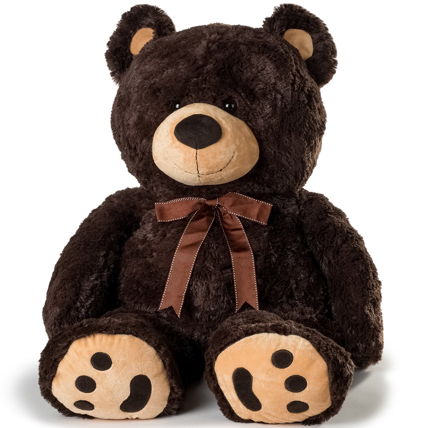 JOON Huge Teddy Bear With Ribbon, Dark Brown — Specialty Food Source