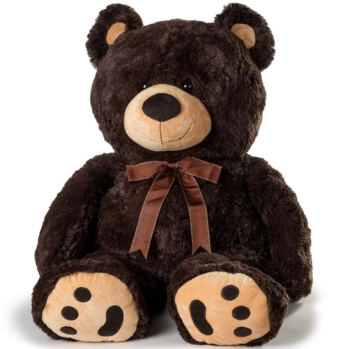 JOON Huge Teddy Bear With Ribbon, Dark Brown — Specialty Food Source