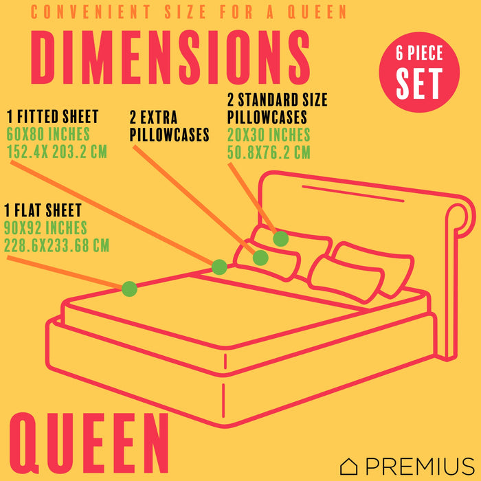 PREMIUS Lucea Soft Wrinkle-Free Microfiber Sheet Set, Soft Blue-Orange